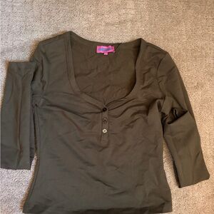 Edikted Olive Green Long Sleeve Button-Up Top